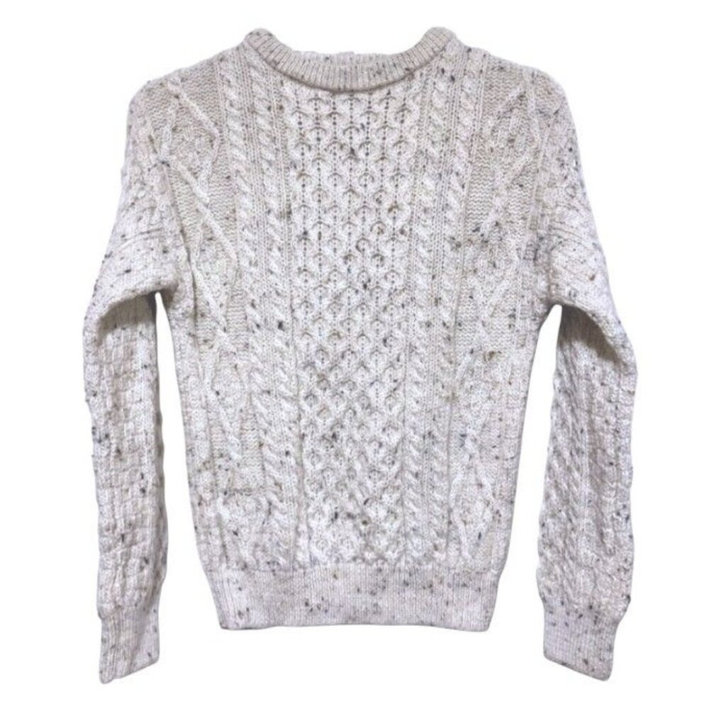 The Irish Store Womens Fisherman Sweater S Cable Knit Aran Cream 100% Wool